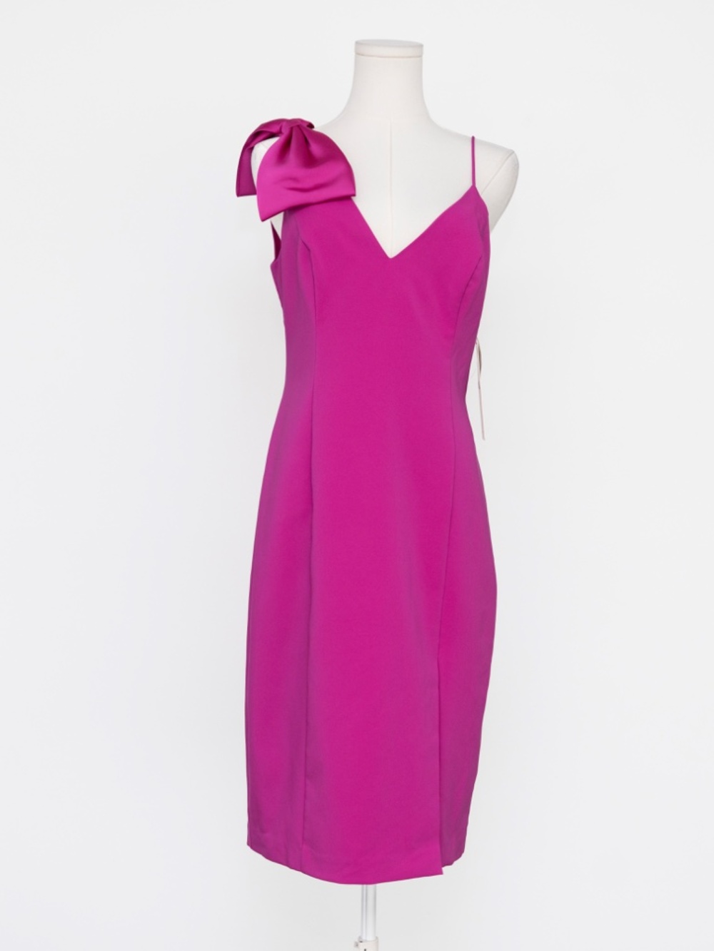 Adrianna Papell - Pink Bow Shoulder Stretch Crepe Sheath Dress